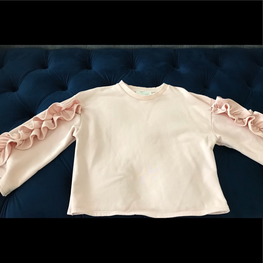 J.O.A. Light Pink Sweatshirt with Ruffles